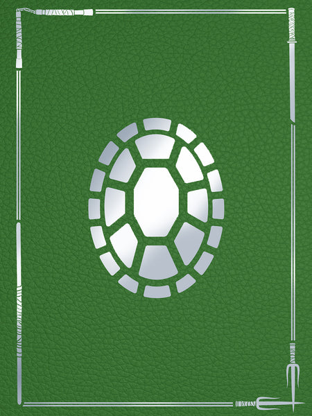 Special limited edition of the Toys of Teenage Mutant Ninja Turtles with a faux green leather cover, silver foil stamping, and silver gilded edges.